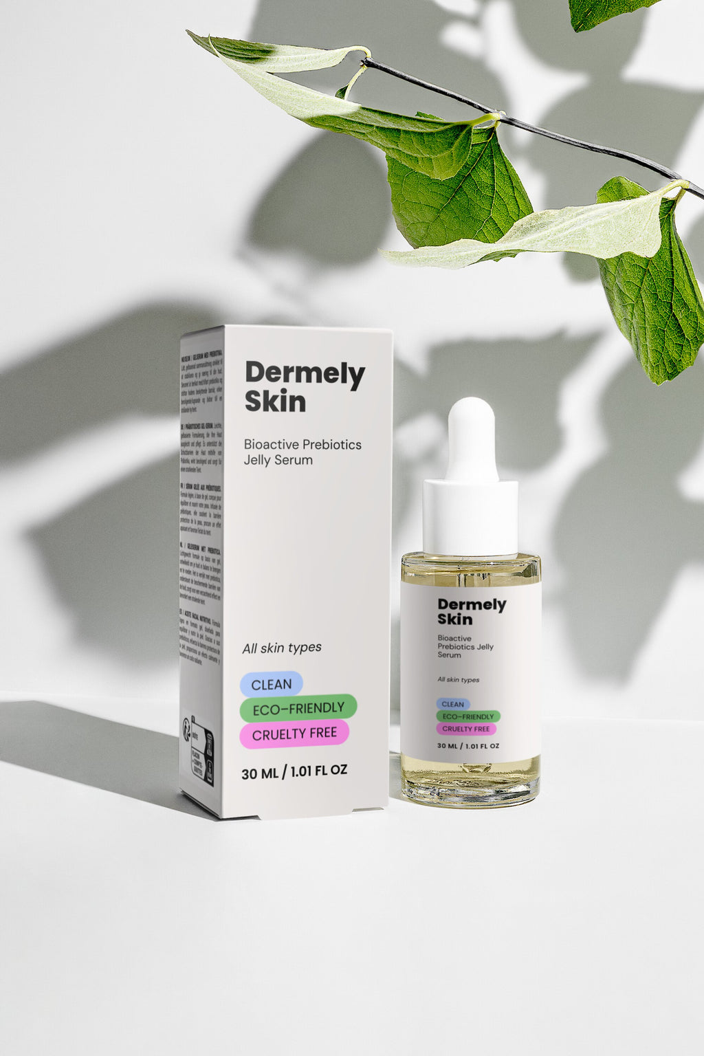 Prebiotiskais ādas barjeras atbalsta serums ar hialuronskābi
