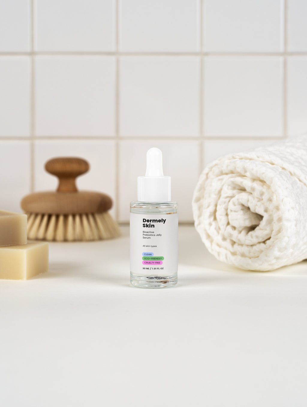 Prebiotiskais ādas barjeras atbalsta serums ar hialuronskābi