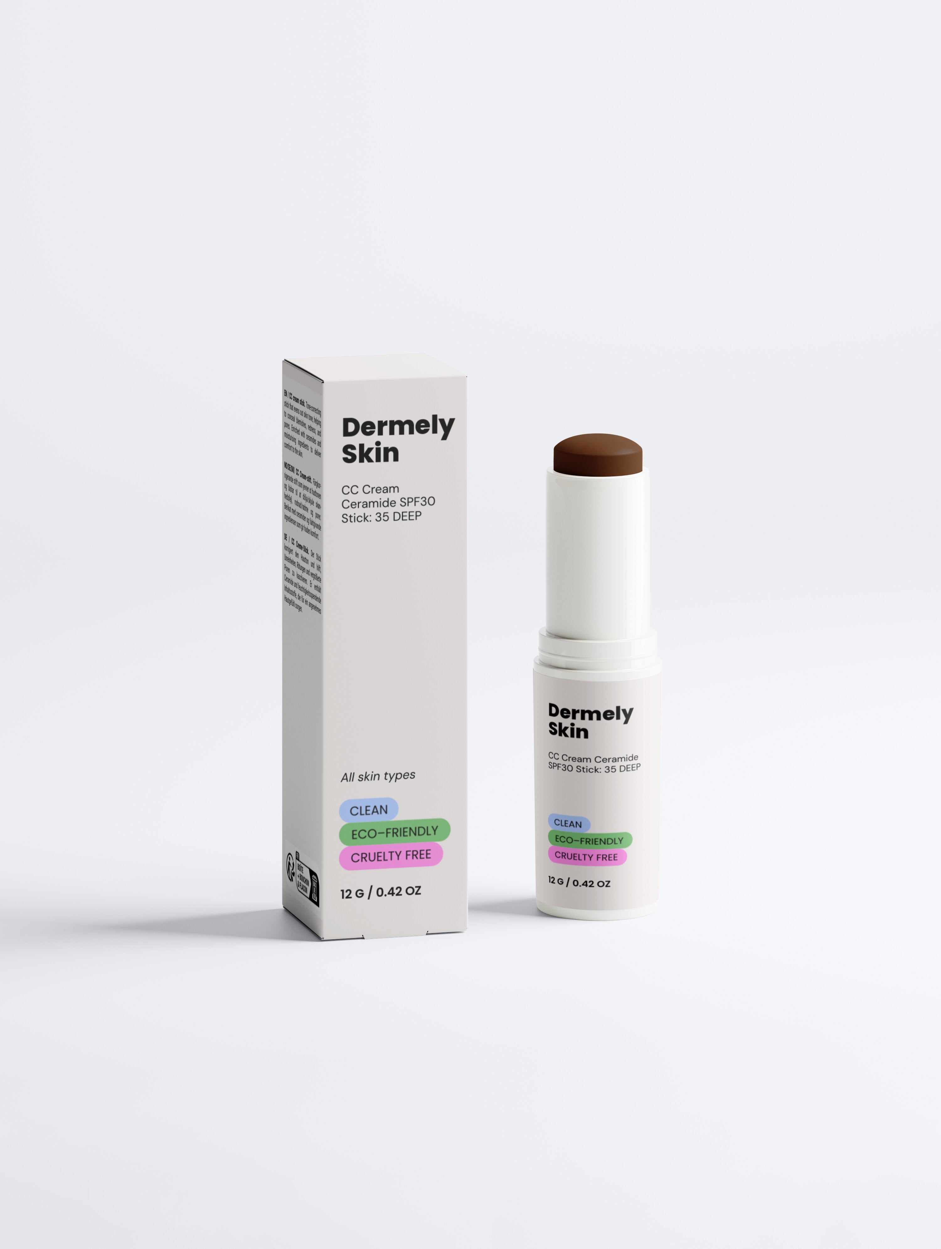 CC krēma stiks ar keramīdiem (SPF30 stiks: 35 Deep)