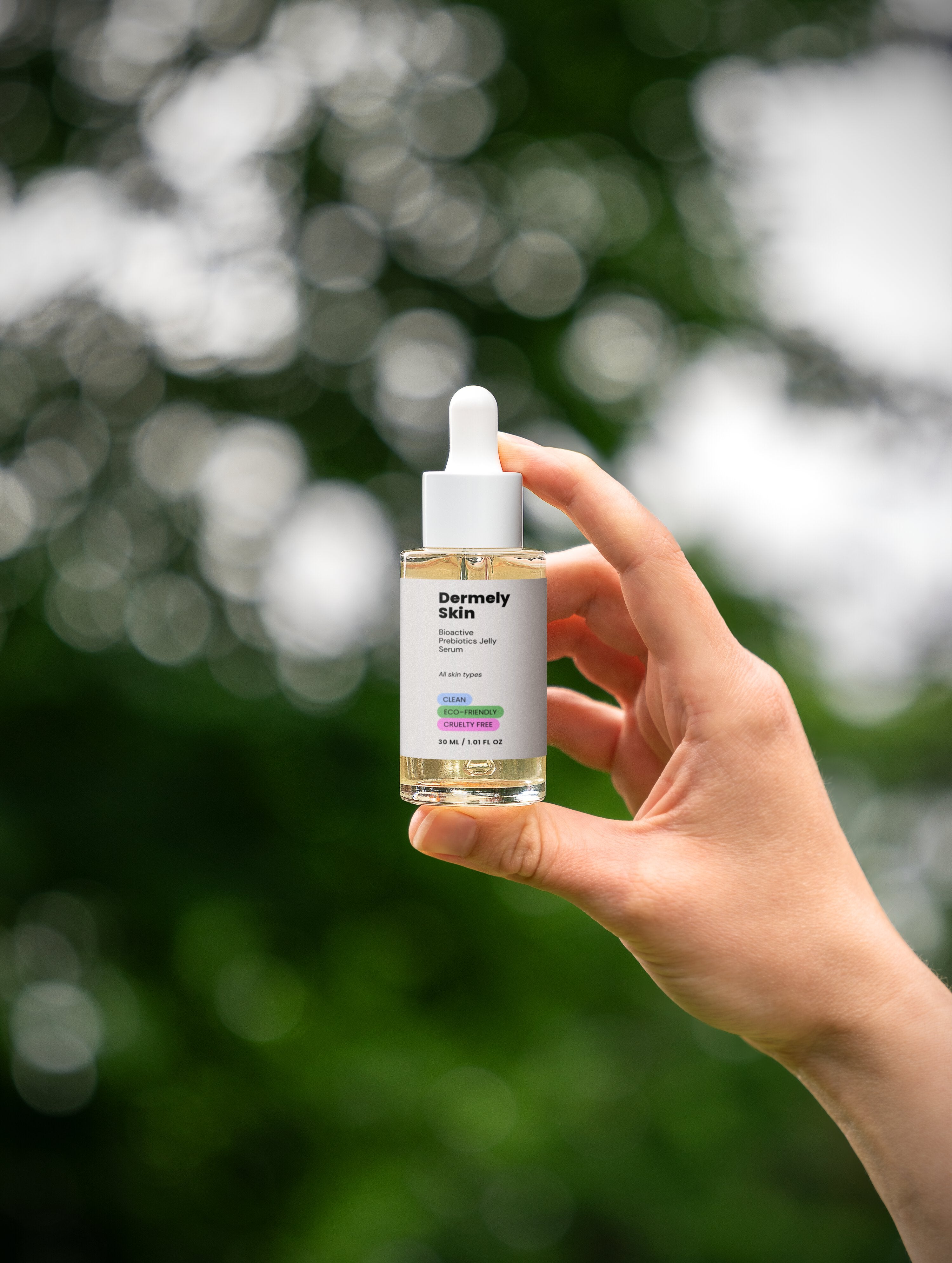 Prebiotiskais ādas barjeras atbalsta serums ar hialuronskābi